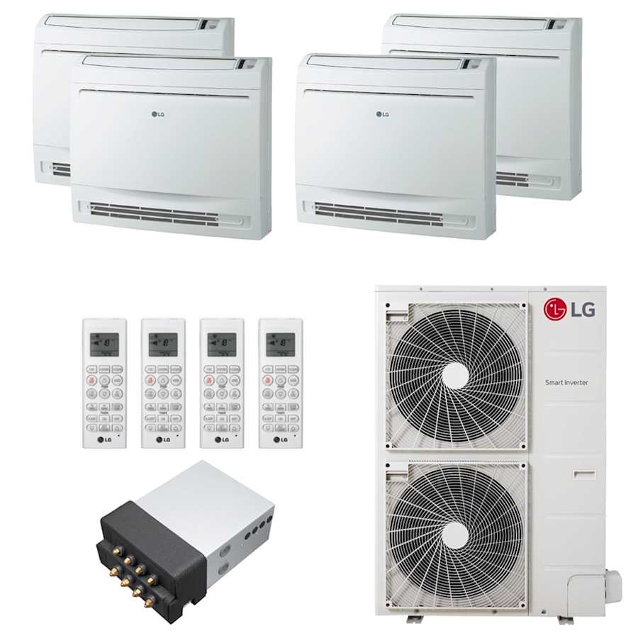LG 48K BTU Cooling 20.5 SEER2 Four Zone Floor Console Mini Split Package with LGRED 9K + 12K + 15K + 15K Indoor Units White