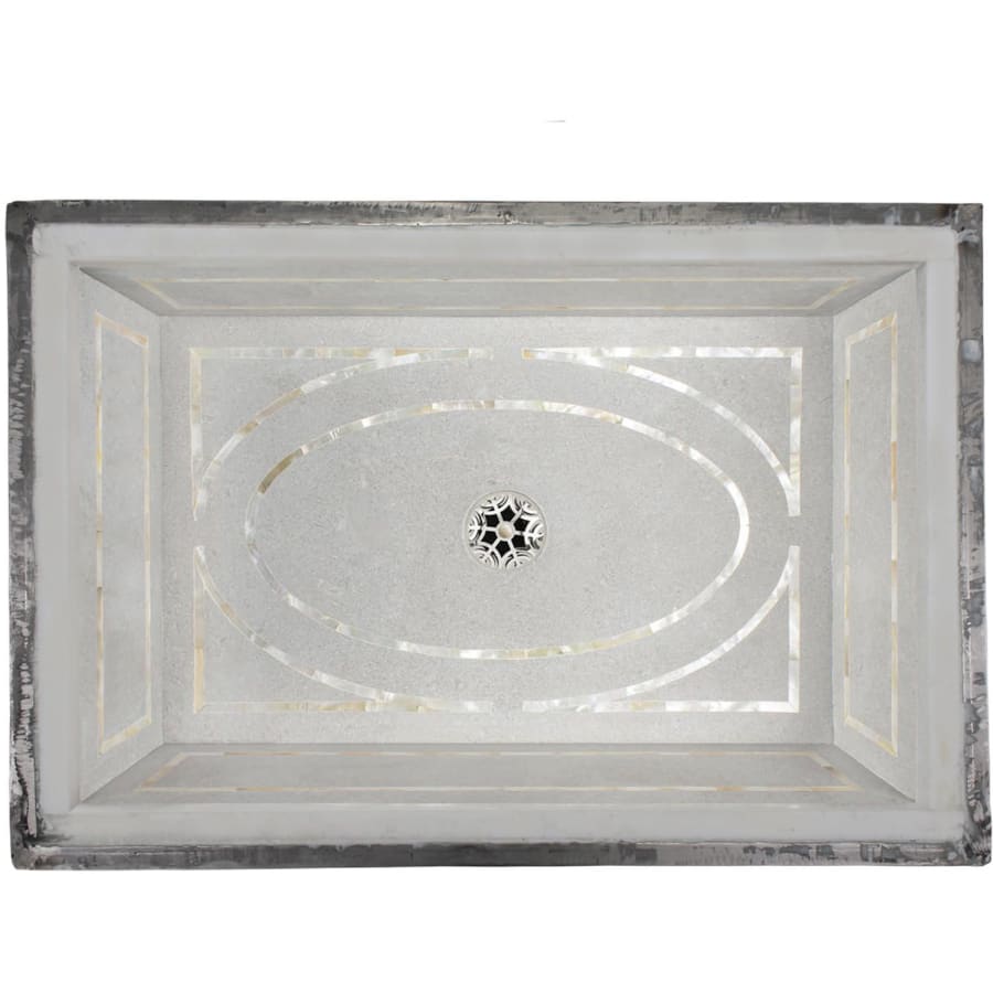 Linkasink 20-3/4" Rectangular White Marble with Mother of Pearl Inlay Undermount Bathroom Sink Gray