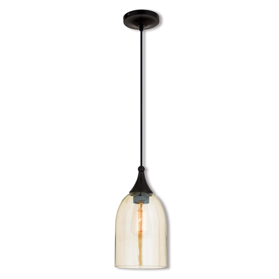 Livex Lighting Art Glass 1 Light Mini Pendant with Glass Shade English Bronze
