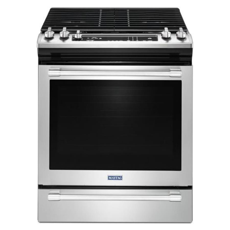 Maytag 30 Inch Wide 5.8 Cu. Ft. Slide-In Gas Range with True Convection Fingerprint Resistant Stainless Steel