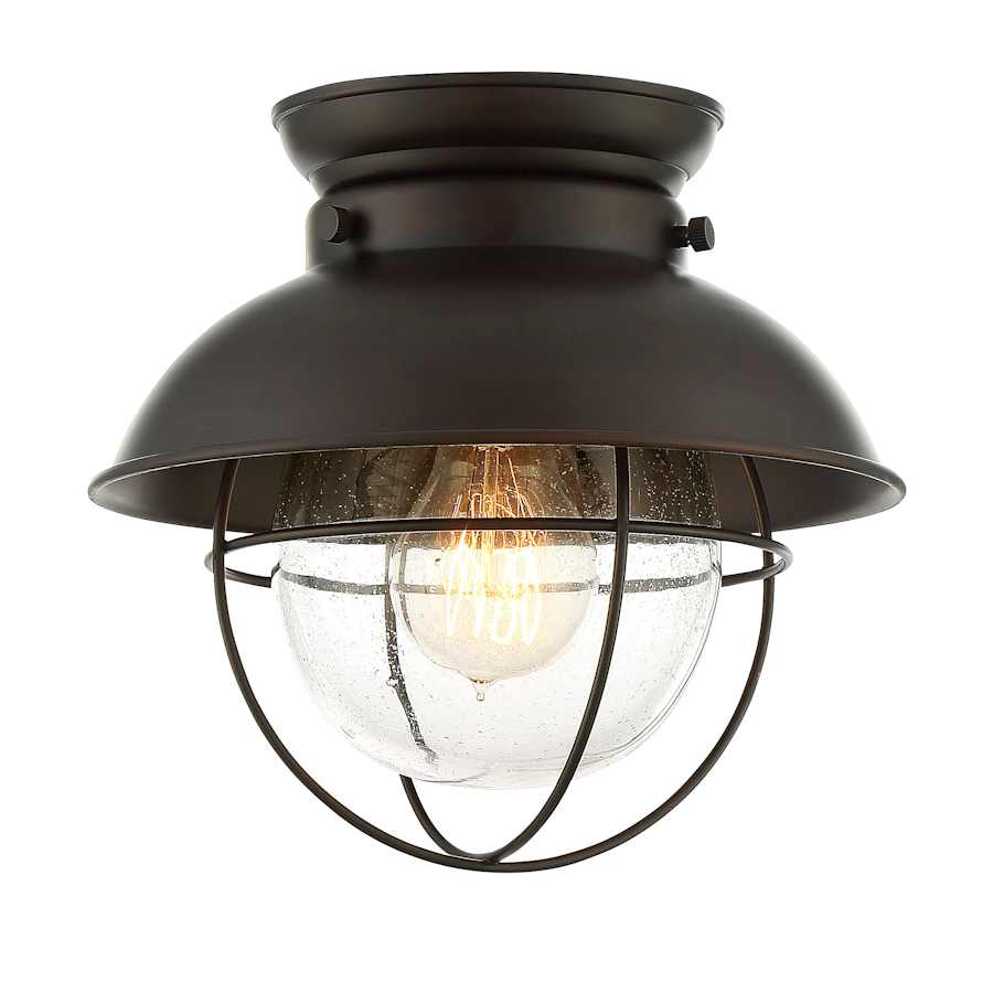 Meridian Single Light 9" Wide Flush Mount Lantern Ceiling Fixture Oil Rubbed Bronze