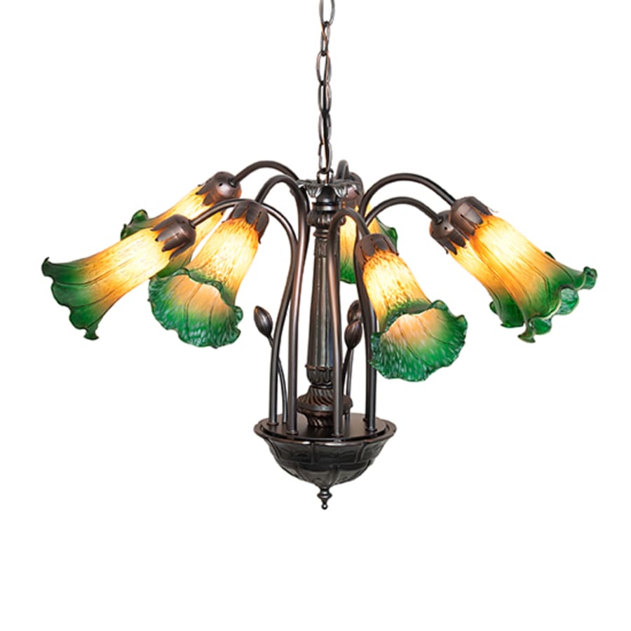 注目ブランド Meyda Tiffany 11584 Amber/Green Pond Lily 7 Light 24 アニメ