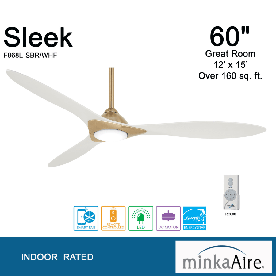Minka Aire F868L-BN Sleek 60 inch Smart LED Ceiling Fan