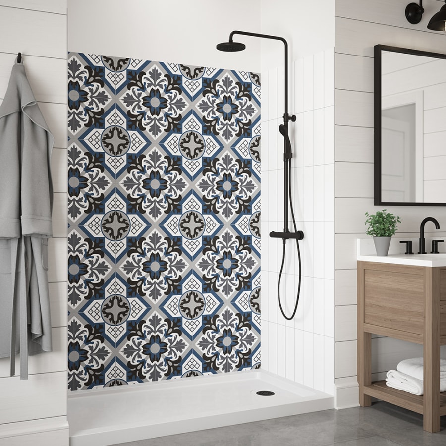 Miseno Readyset 78" X 60" X 36" Five Panel Alcove Shower Wall Kit Fleur Bleue