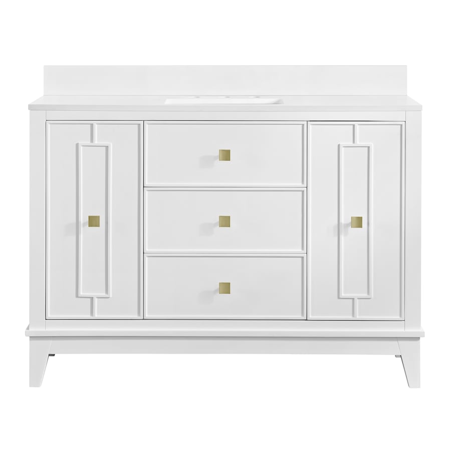 Miseno Kinsale 48" Free Standing Single Basin Vanity Set with Cabinet and Stone Composite Vanity Top Bright White