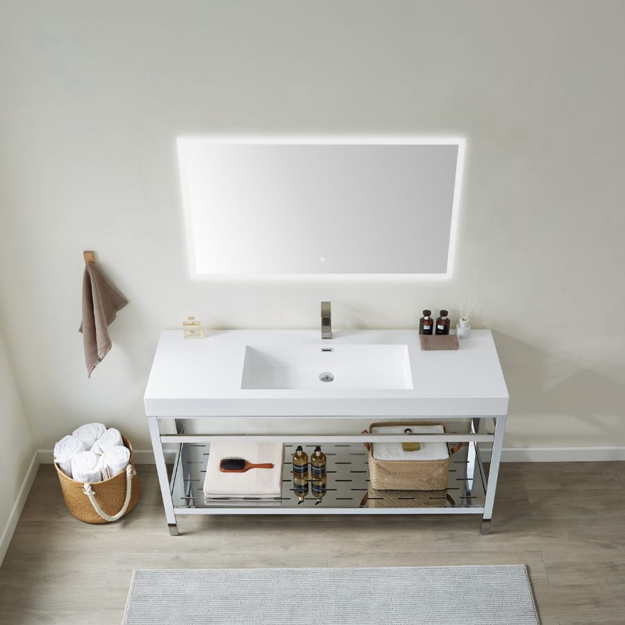 Freestanding White Bathroom Vanity Set with Ceramic