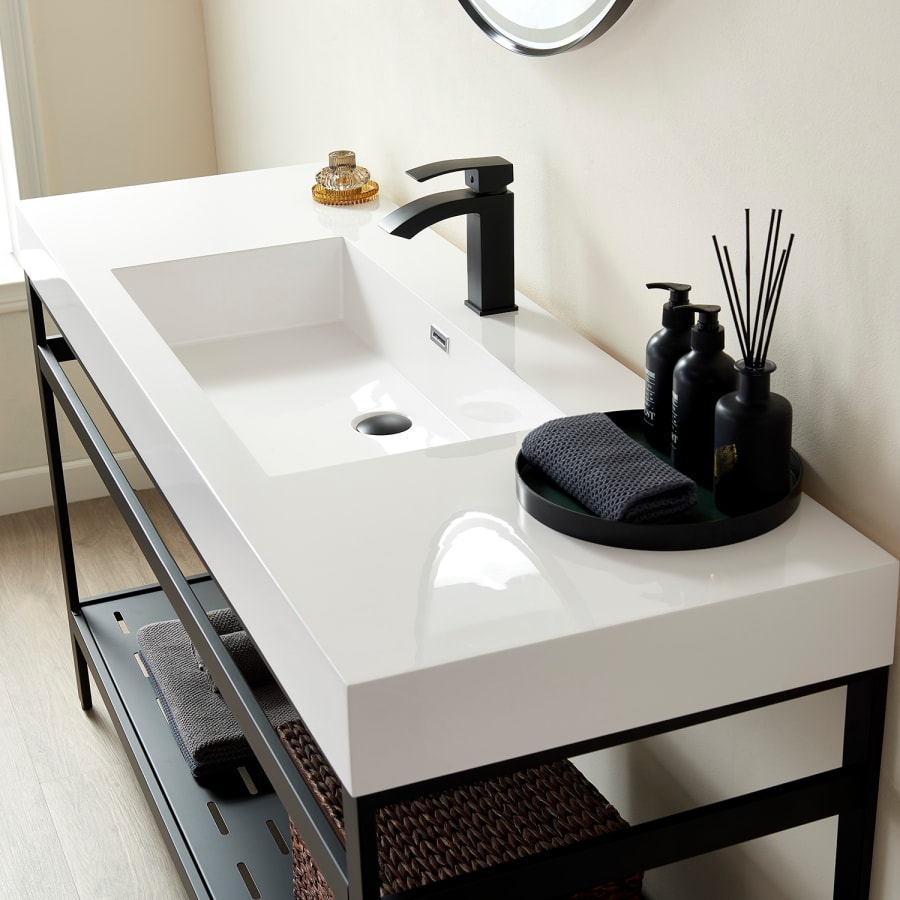 Freestanding White Bathroom Vanity Set with Ceramic