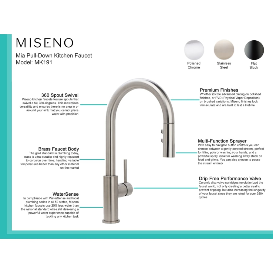 Miseno MNO191LCG Mia Pull-Down Kitchen Faucet with Multi