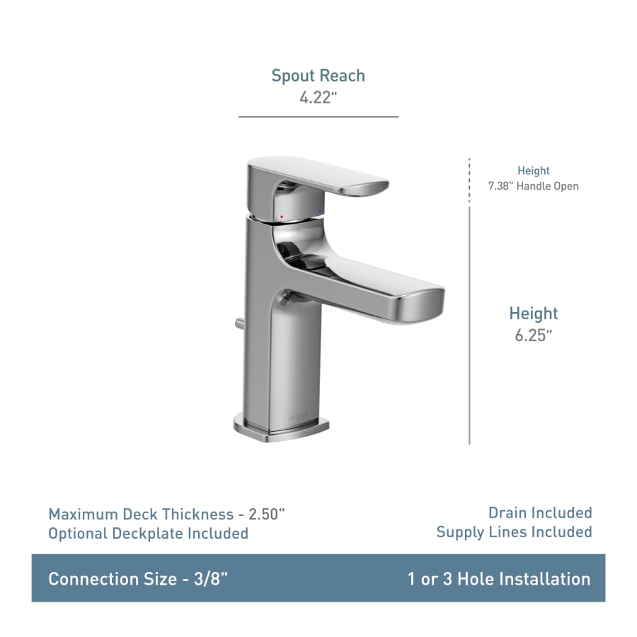 Moen 6900 Rizon Single-Handle Low Arc Bathroom Faucet, Silver