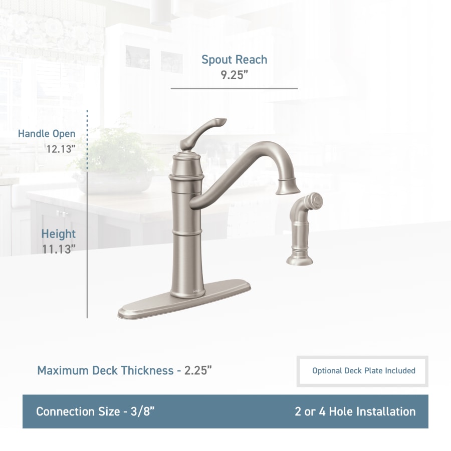 Moen 87999BRB Wetherly High-Arc Kitchen Faucet with Side | Build.com