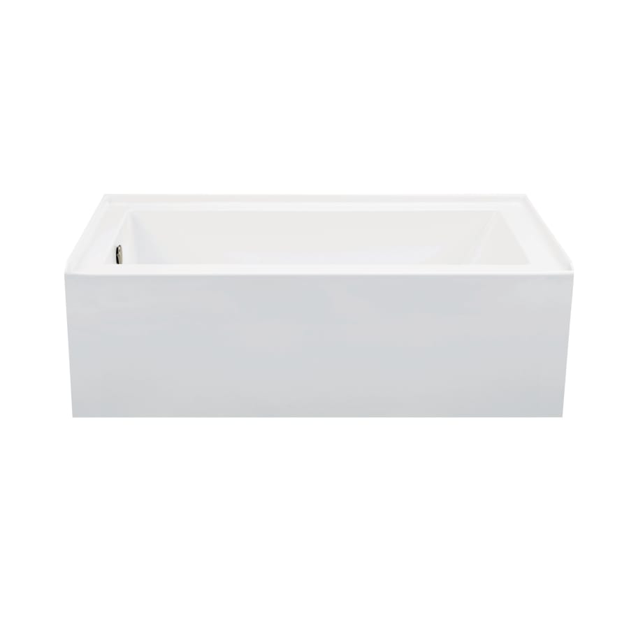 MTI Baths Cameron 1 60" Three Wall Alcove DoloMatte Integral Skirted Microbubbles Whirlpool Tub with Right Drain Placement Matte White