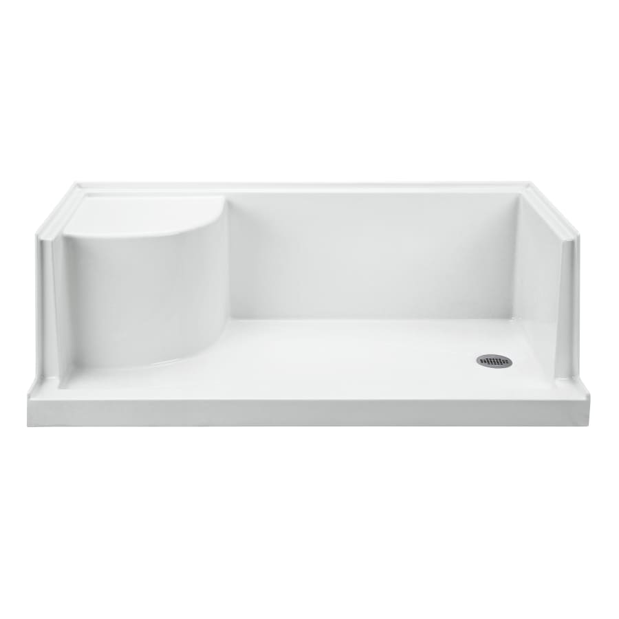 MTI Baths Designer 59-5/8" x 29-1/2" Rectangular Shower Base with Single Threshold and Left Drain White