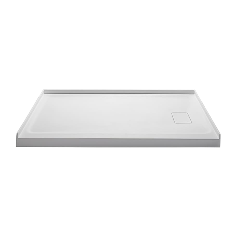 MTI Baths Designer 59-5/8" x 32-1/4" Rectangular Shower Base with Single Threshold, and Left Drain White