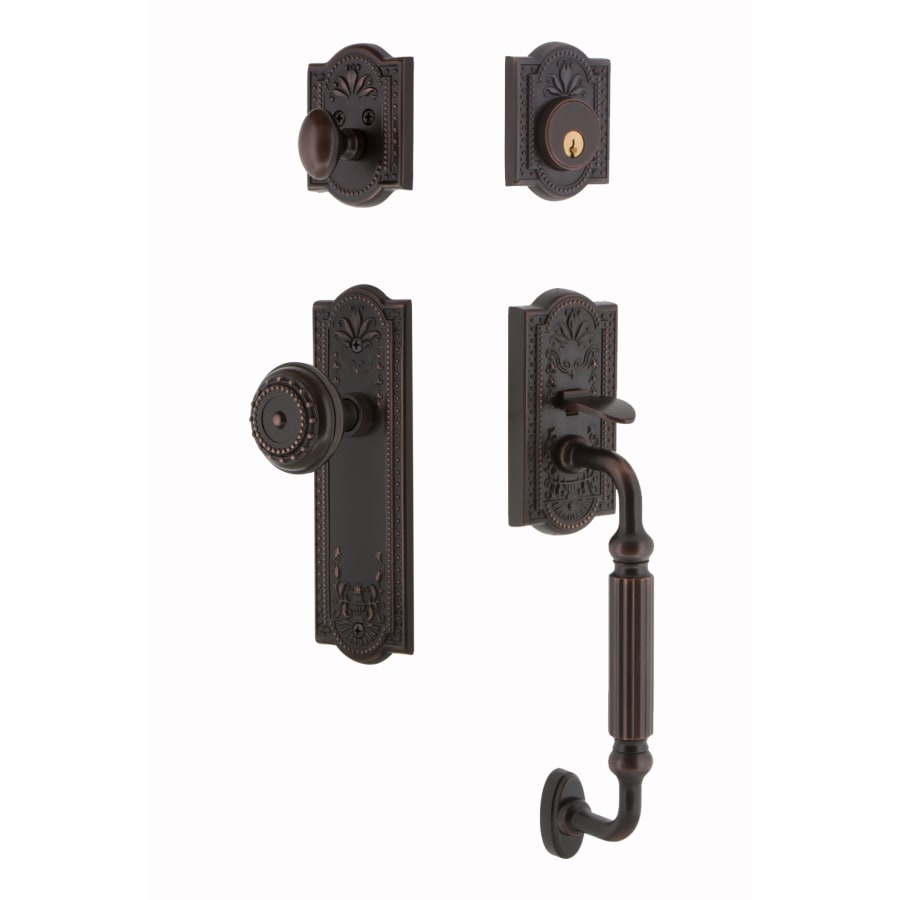 Nostalgic Warehouse Meadows Plate 2-3/8 in. Backset Timeless Bronze F Grip Entry Set Meadows Knob Nostalgic Warehouse Meadows Plate 2-3/8 in. Backset Timeless Bronze F Grip Entry Set Meadows Knob