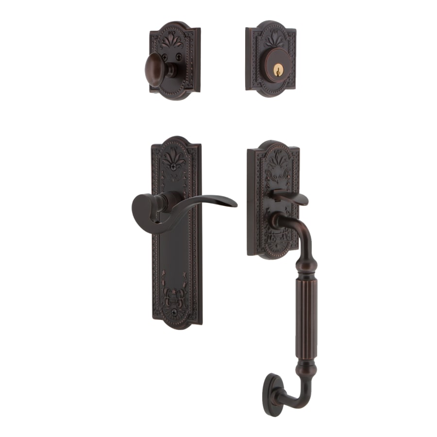 Nostalgic Warehouse Meadows Plate 2-3/8 in. Backset Timeless Bronze F Grip Entry Set Meadows Knob Nostalgic Warehouse Meadows Plate 2-3/8 in. Backset Timeless Bronze F Grip Entry Set Meadows Knob