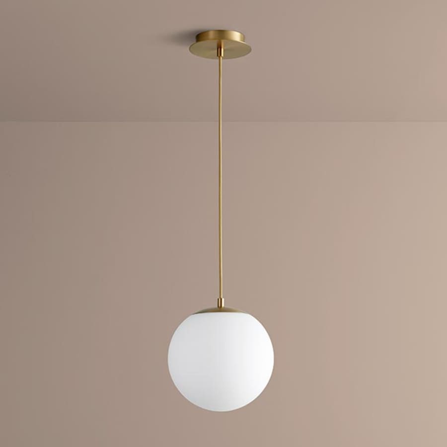 Oxygen Lighting Luna Single Light 10" Wide LED Pendant with Frosted Glass Shade Aged Brass