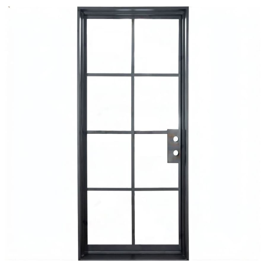 Pinkys Iron Doors Air 5 Single Flat 44" x 79" Right Hand Inswing Door with Low-E Glass, Black Hinges and 6"Jamb Black