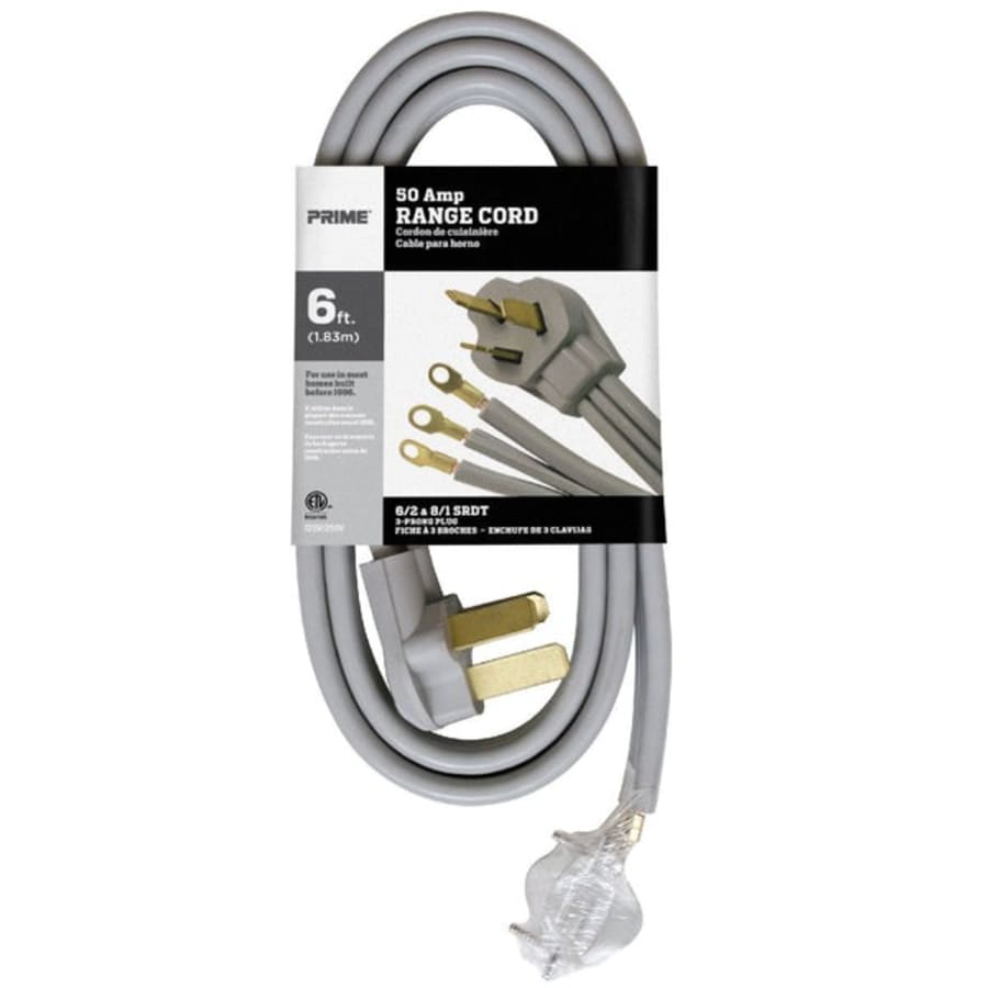 Prime Wire and Cable 50 Amp 6 ft. 3 Wire 120/250V Range Cord Gray
