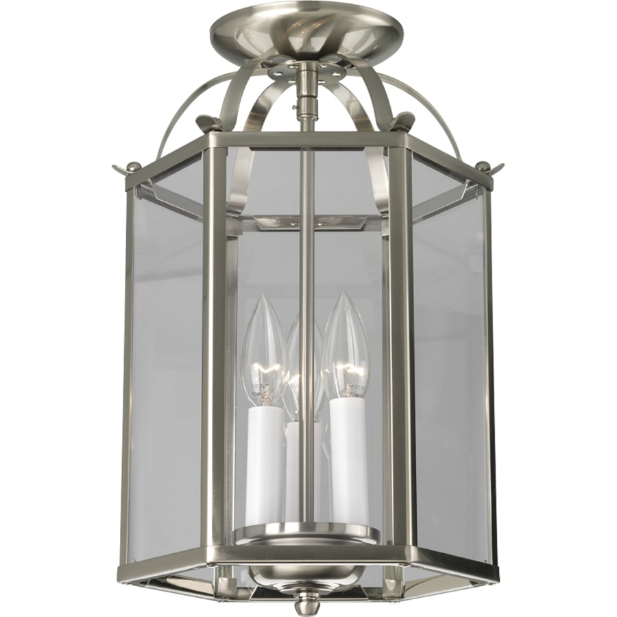 Restored Antique Semi-Flush Mount Solid Brass Ceiling Light Fixture with  Glass Holophane Shade, image size:900x900