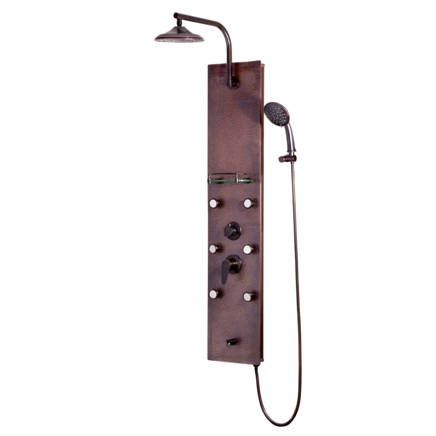 Pulse Sedona Shower Panel with 2.5 GPM Rain Shower, Bodysprays, and Multi-Function Handshower with Hose Hammered Copper