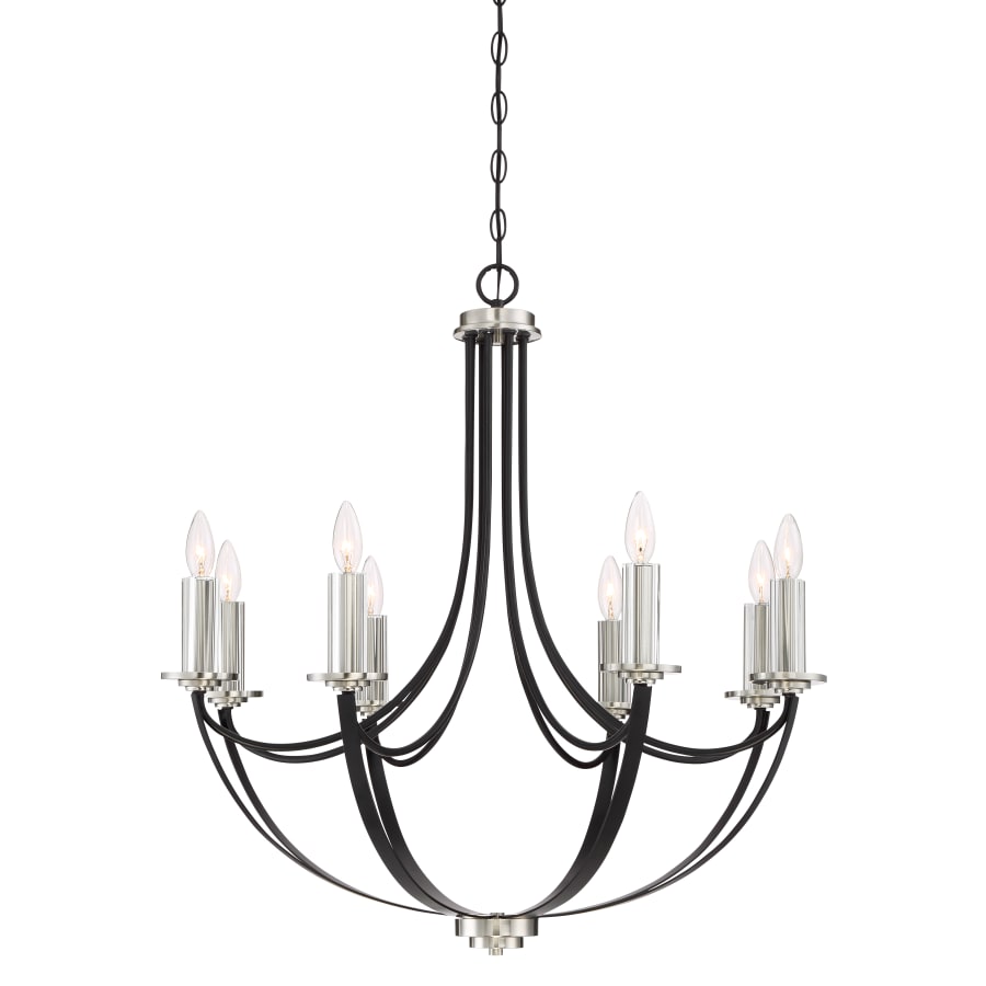 Quoizel Alana 8 Light 30" Wide Single Tier Candle Style Chandelier with Crystal Accents Mystic Black