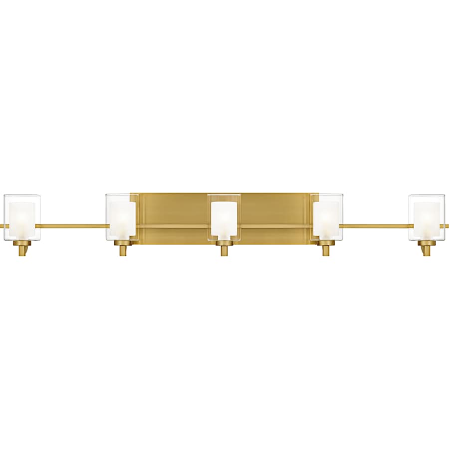 Quoizel Kolt 5 Light 42" Wide LED Bathroom Vanity Light with Outer Clear Glass and Heavy Sand Blast Inner Glass Brushed Gold