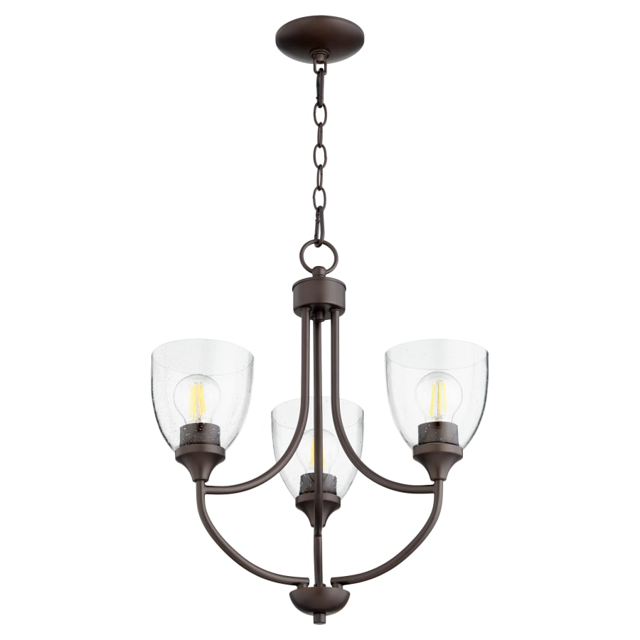Quorum International Enclave 3 Light 19" Wide Chandelier Oiled Bronze / Clear Seeded