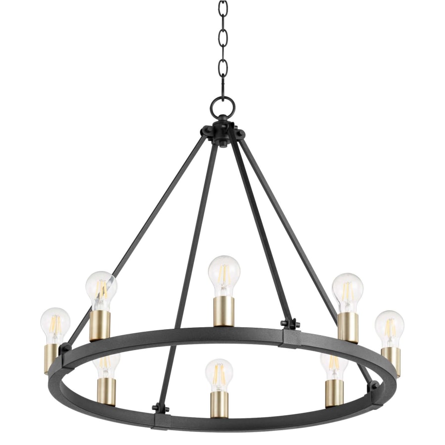 Quorum International Paxton 8 Light 27" Wide Ring Chandelier Textured Black / Aged Brass