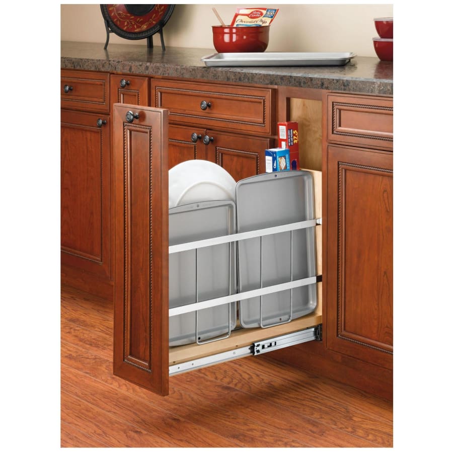 Rev-A-Shelf Wood Classics 8"W Pull Out Base Cabinet Bakeware Organizer