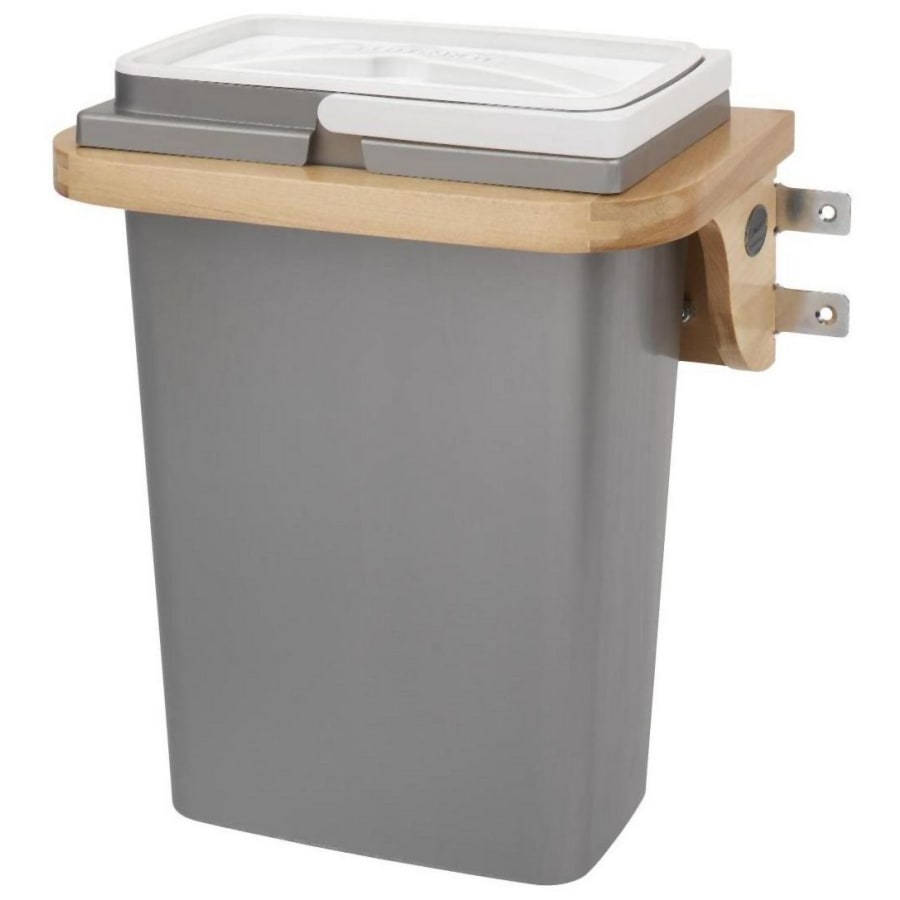 Rev-A-Shelf Wood Classics 10-3/8"W Door Mount 8 Qt Vanity Cabinet Trash Can Maple / Silver