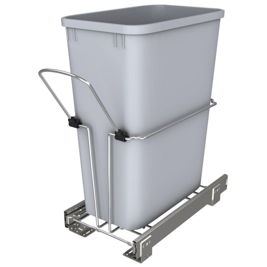 Rev-A-Shelf Classic 9-1/3"W  Under Sink Steel Frame Slim Single 32 Qt / 8 Gallon Pull Out Trash Can - Dual Configuration Gray