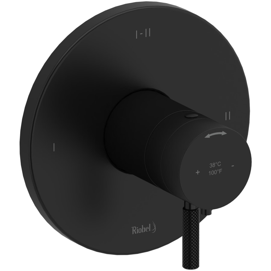 Riobel Riu Two Independent and One Shared Function Thermostatic Valve Trim Only with Single Lever Handle and Integrated Diverter - Less Rough In Black