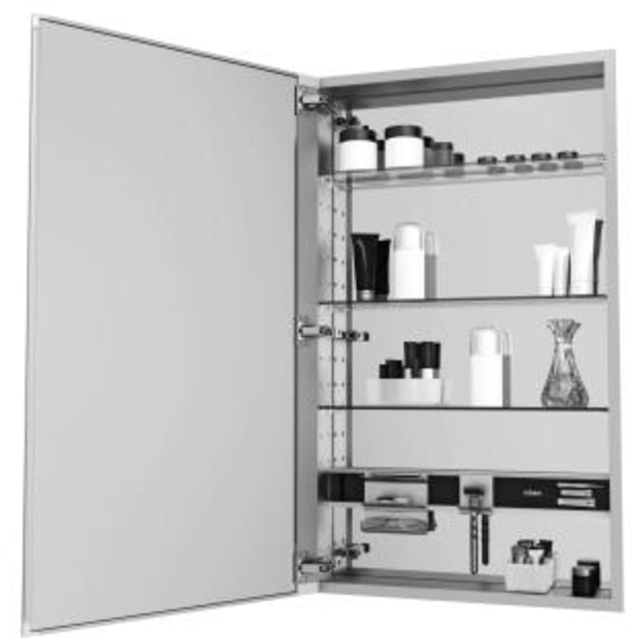 Robern M Series 16" x 30" x 4" Flat Beveled Single Door Medicine Cabinet with Left Hinge and Magnetic Organization Mirrored