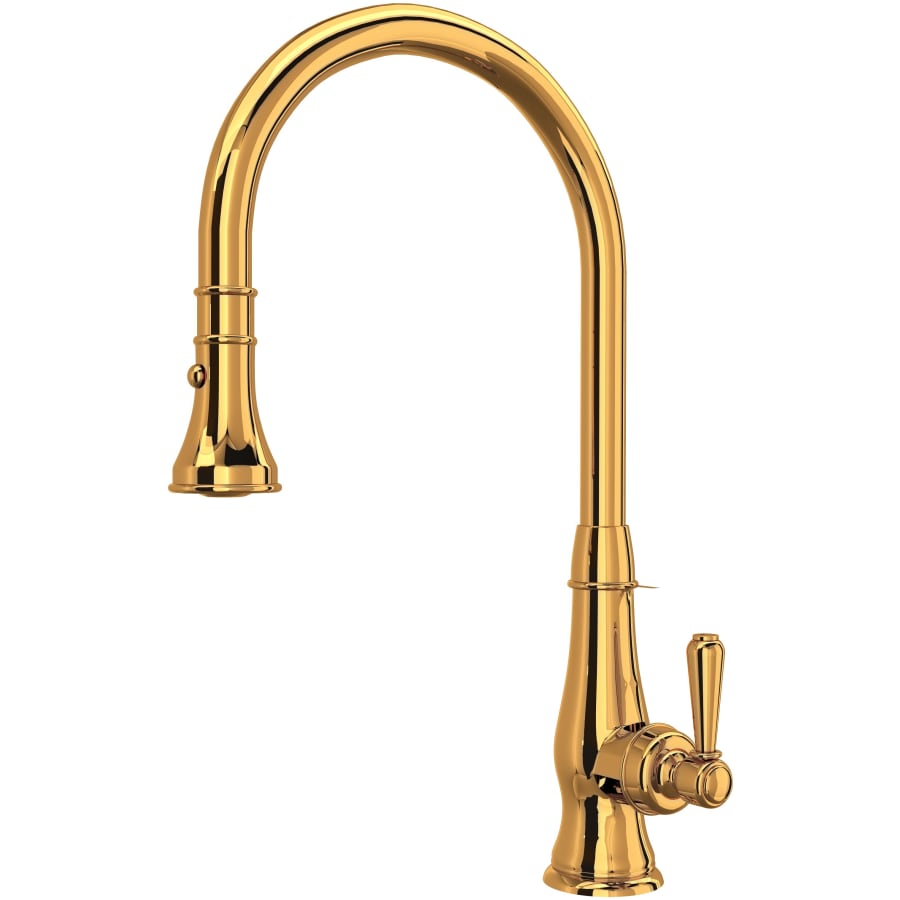 Rohl Patrizia 1.8 GPM Single Hole Pull Down Kitchen Faucet Italian Brass