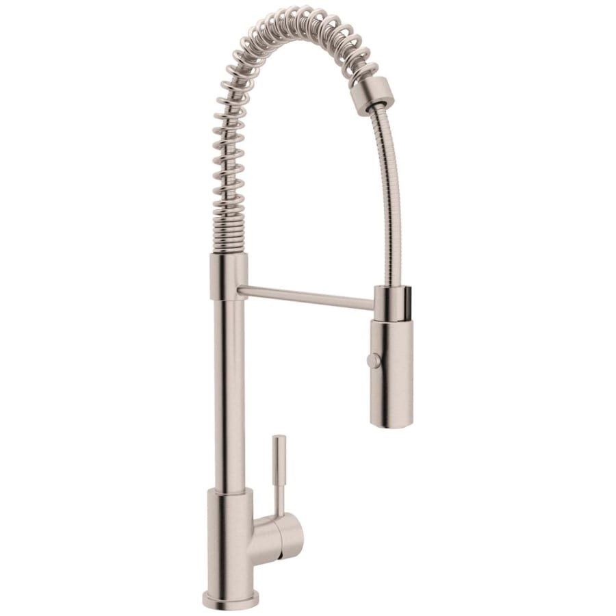 Rohl Lux 1.8 GPM Single Hole Pre-Rinse Pull Down Kitchen Faucet Brushed Stainless Steel