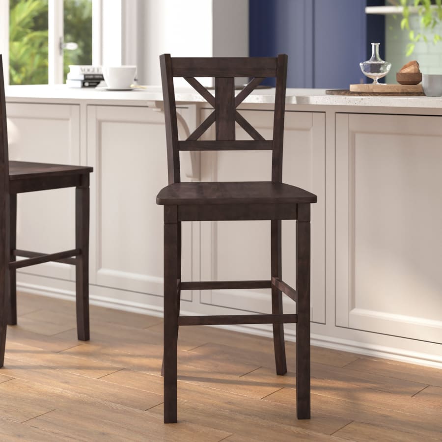 Roseto Jean-Francois 19" Two Piece Wide Hardwood Bar Stool Set Gray Wash Walnut