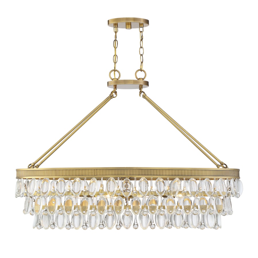 Savoy House Windham 8 Light 38" Wide Crystal Linear Chandelier Warm Brass