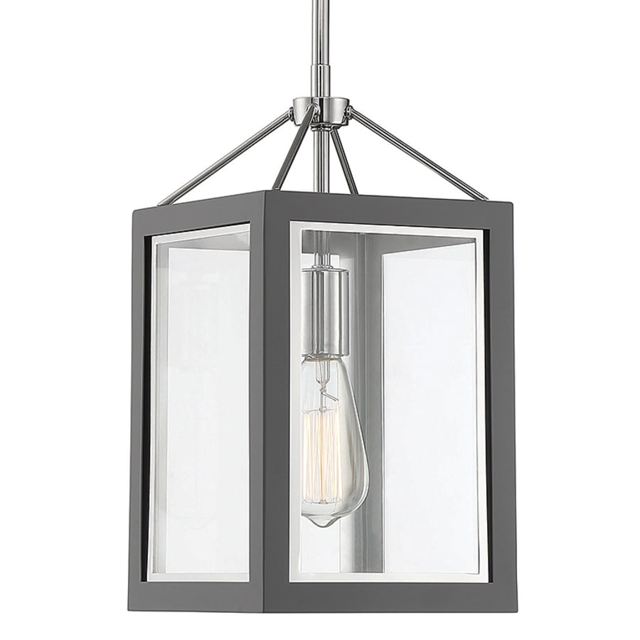 Savoy House Carlton 8" Wide Mini Pendant Gray / Polished Nickel