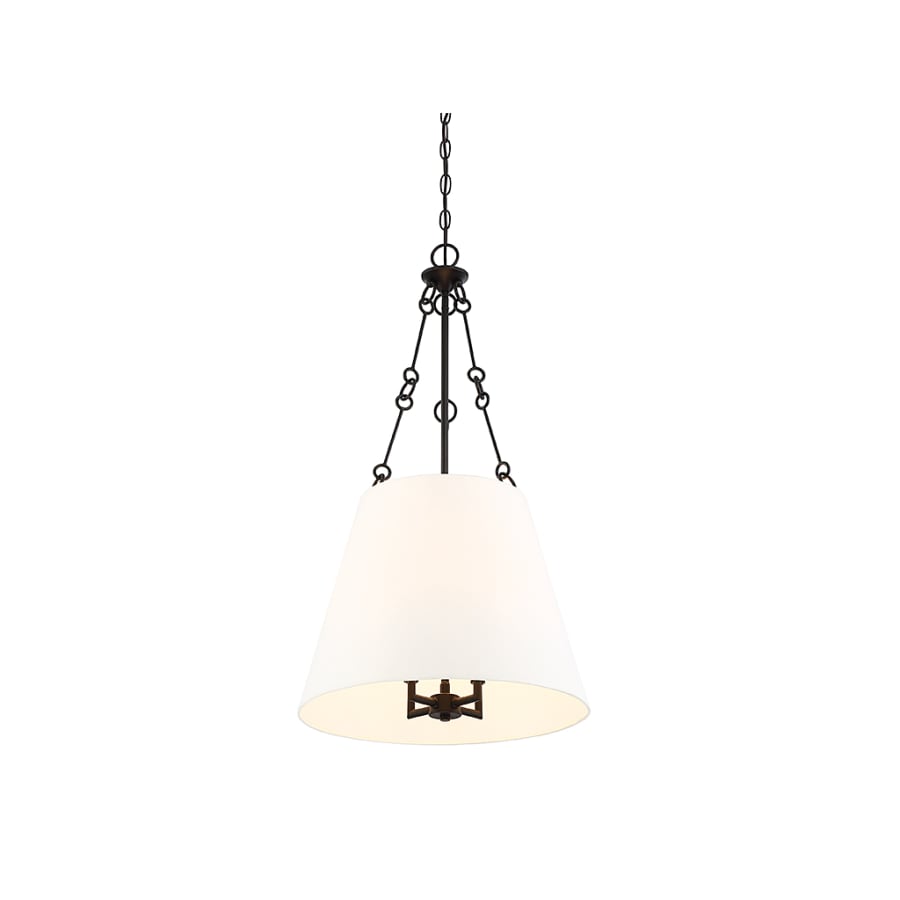 Savoy House 7 2201 4 SN Austin Four Light Pendant Satin Nickel Finish with White Fabric Shade