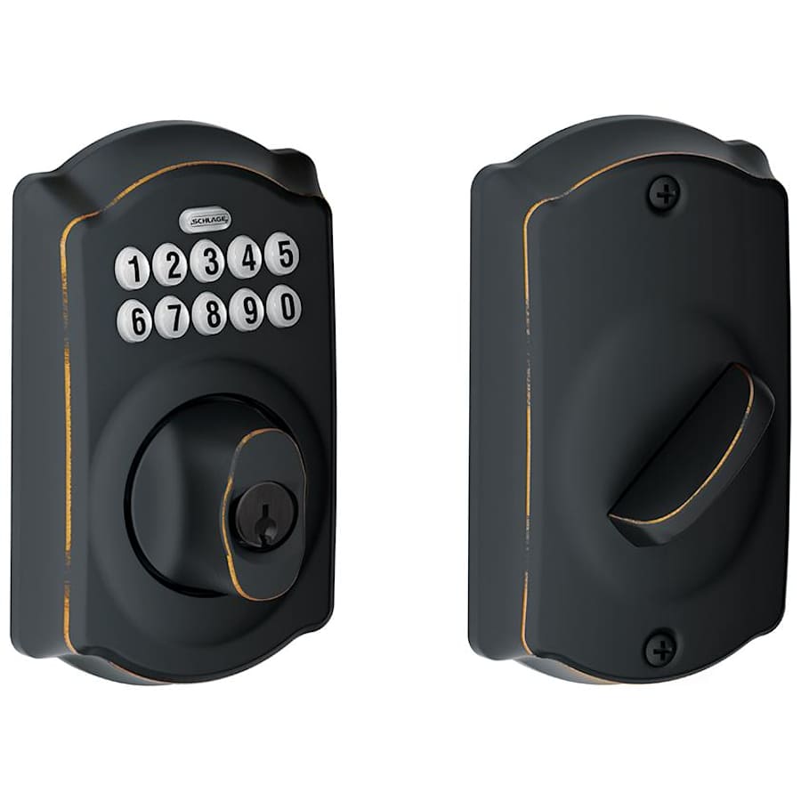 Schlage Camelot Electronic Keypad Single Cylinder Deadbolt Aged Bronze