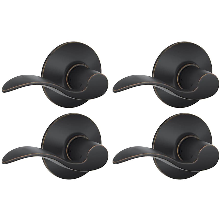 Schlage Accent Passage Door Lever Set with Plymouth Rose - Pack of 4 Aged Bronze