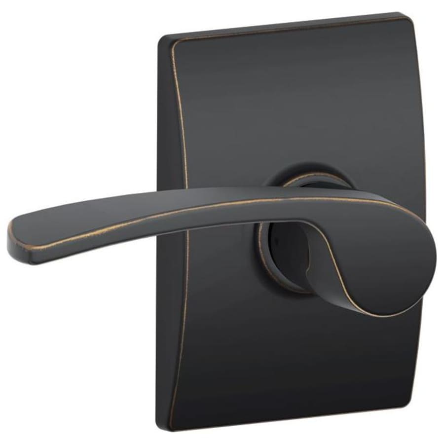 Schlage Merano Passage Door Lever Set with Decorative Century Trim Aged Bronze