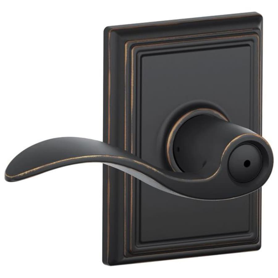 Schlage Accent Privacy Door Lever Set with Decorative Addison Trim Aged Bronze
