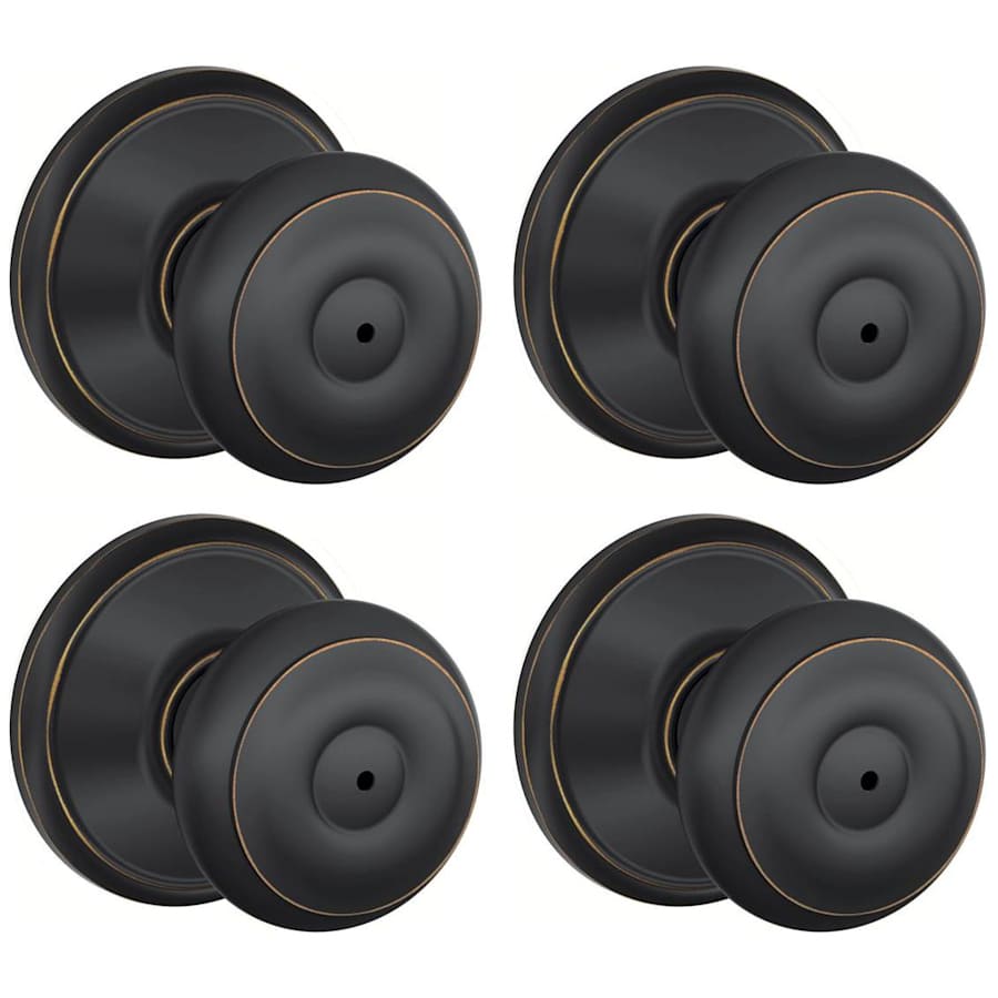 Schlage Georgian Privacy Door Knob Set - Pack of 4 Aged Bronze