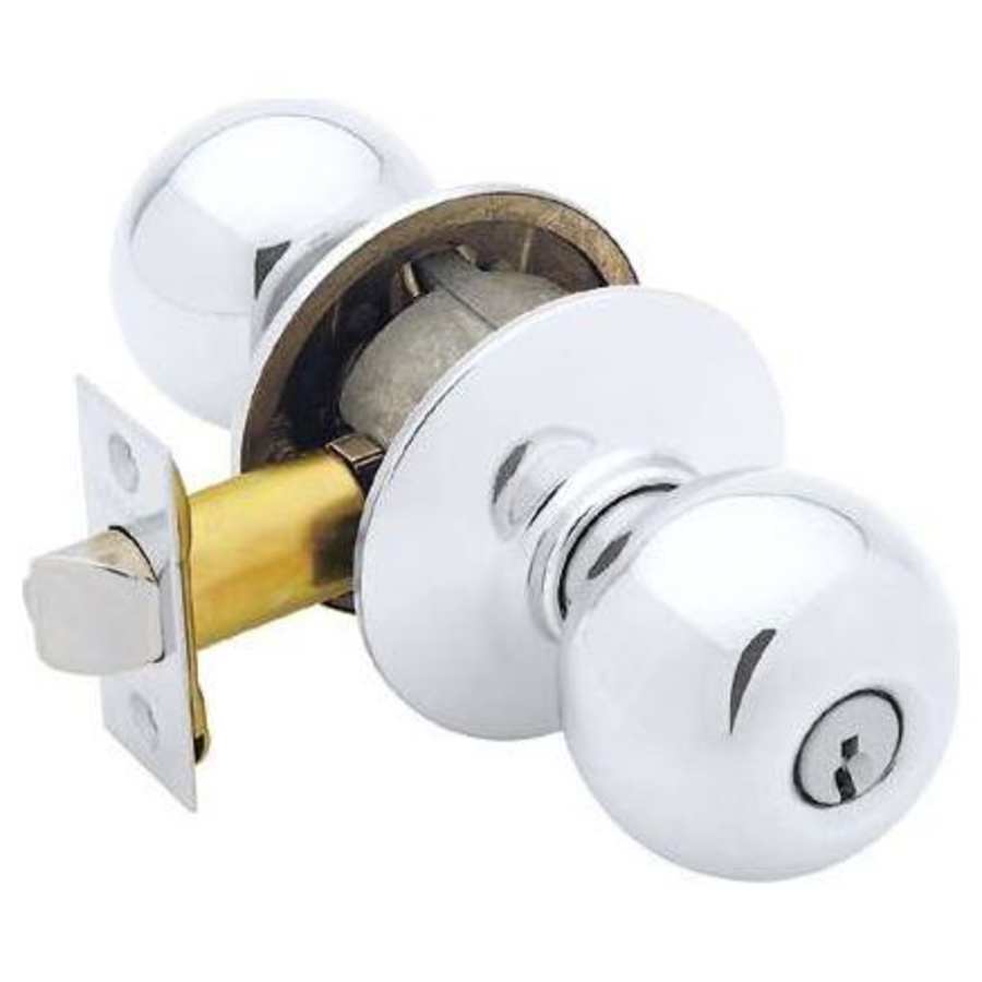 Schlage Orbit Keyed Entry Door Knob Set Bright Chrome