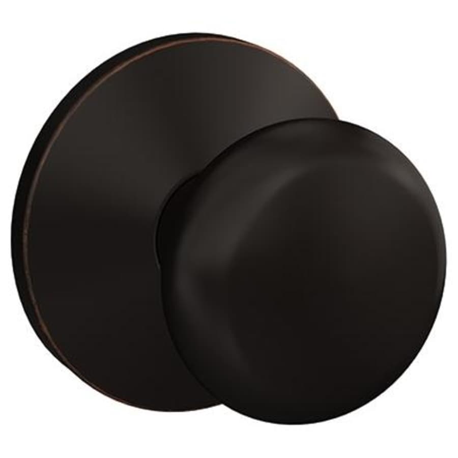 Schlage Custom Plymouth Non-Turning Two-Sided Dummy Door Knob Set with Kinsler Trim Aged Bronze