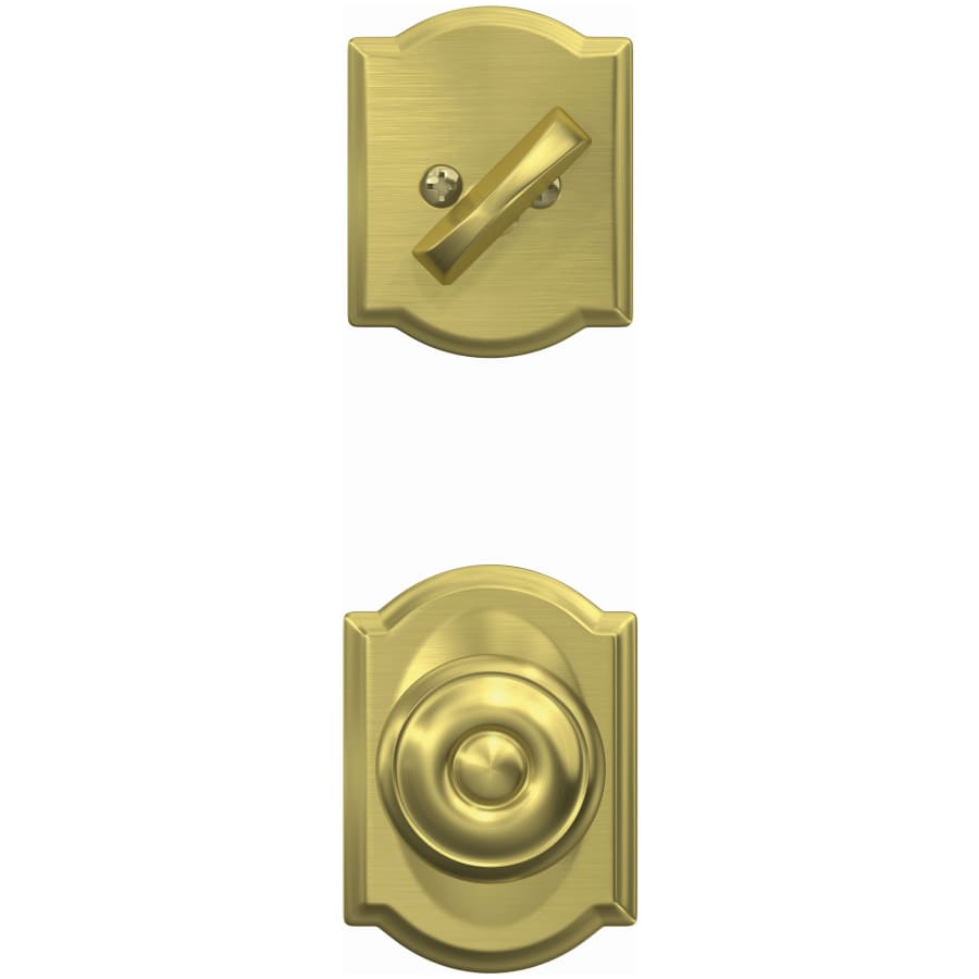 schlage-fc59-geo-cam-satin-brass-head-on-view-257 schlage-fc59-geo-cam-satin-brass-head-on-view-257