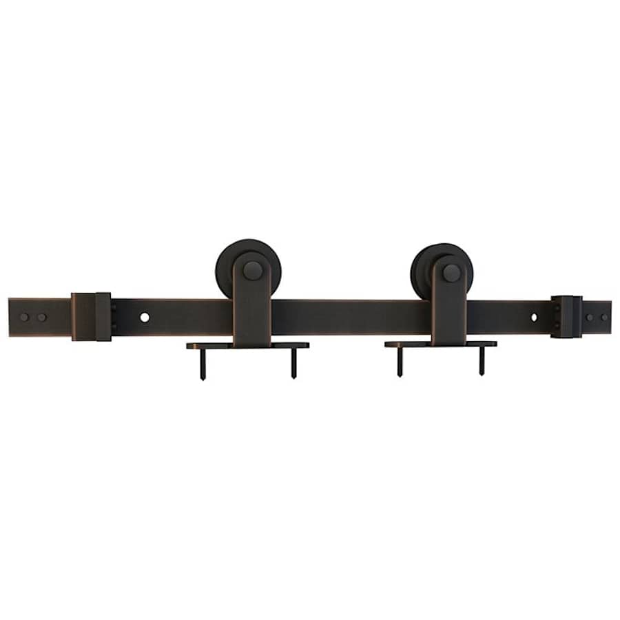 Schlage Top Mount 78 Inch Sliding Barn Door Track and Fitting Set for Interior Use Aged Bronze