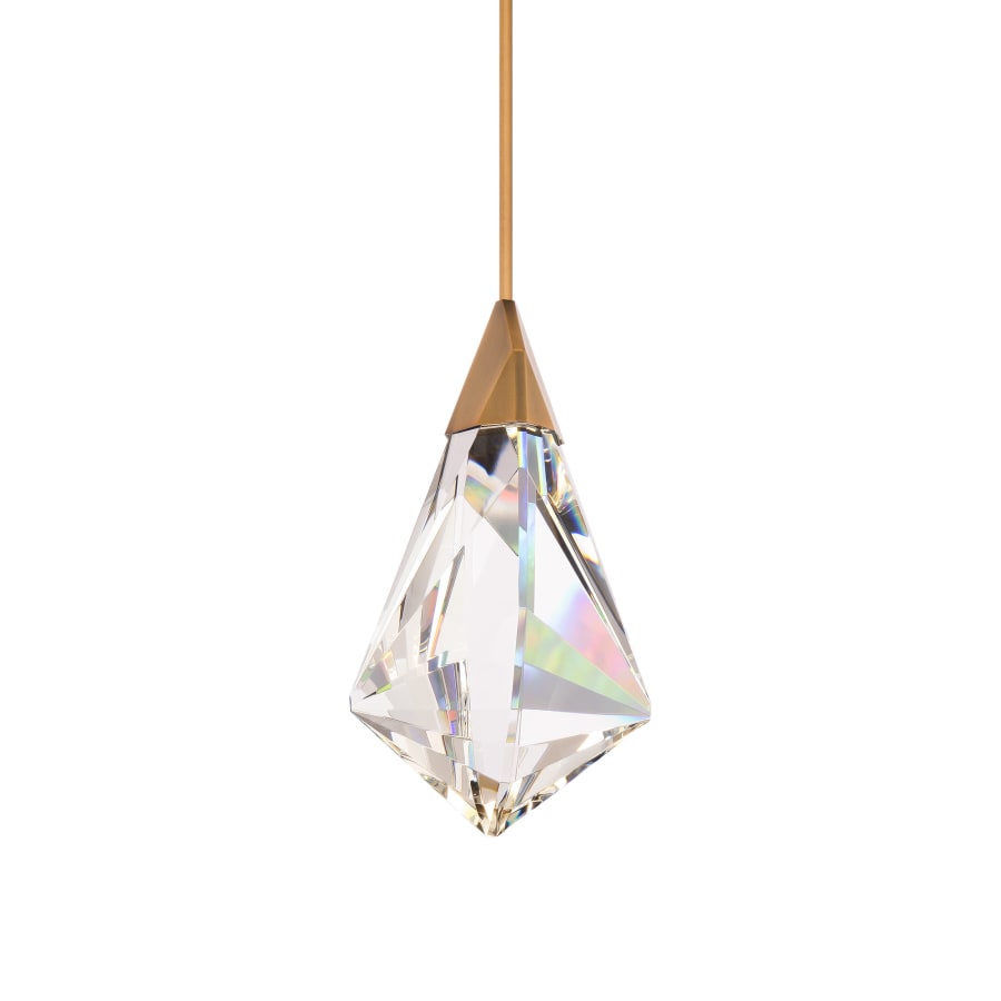 Schonbek Beyond Fazzoletto 4" Wide LED Crystal Mini Pendant with Clear Optic Crystal Aged Brass