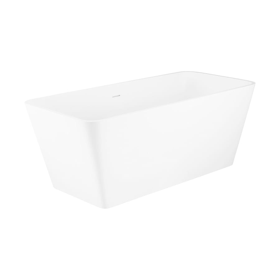 Signature Hardware Inoma 59" Solid Surface Soaking Freestanding Tub with Integrated Drain and Overflow White